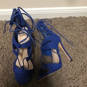 New Lillian lace blue heels shoes size5.5 - 6